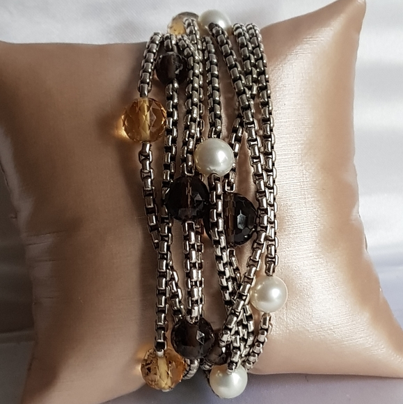 David Yurman Eight Row Chain Multi Gem Bracelet - Picture 5 of 8